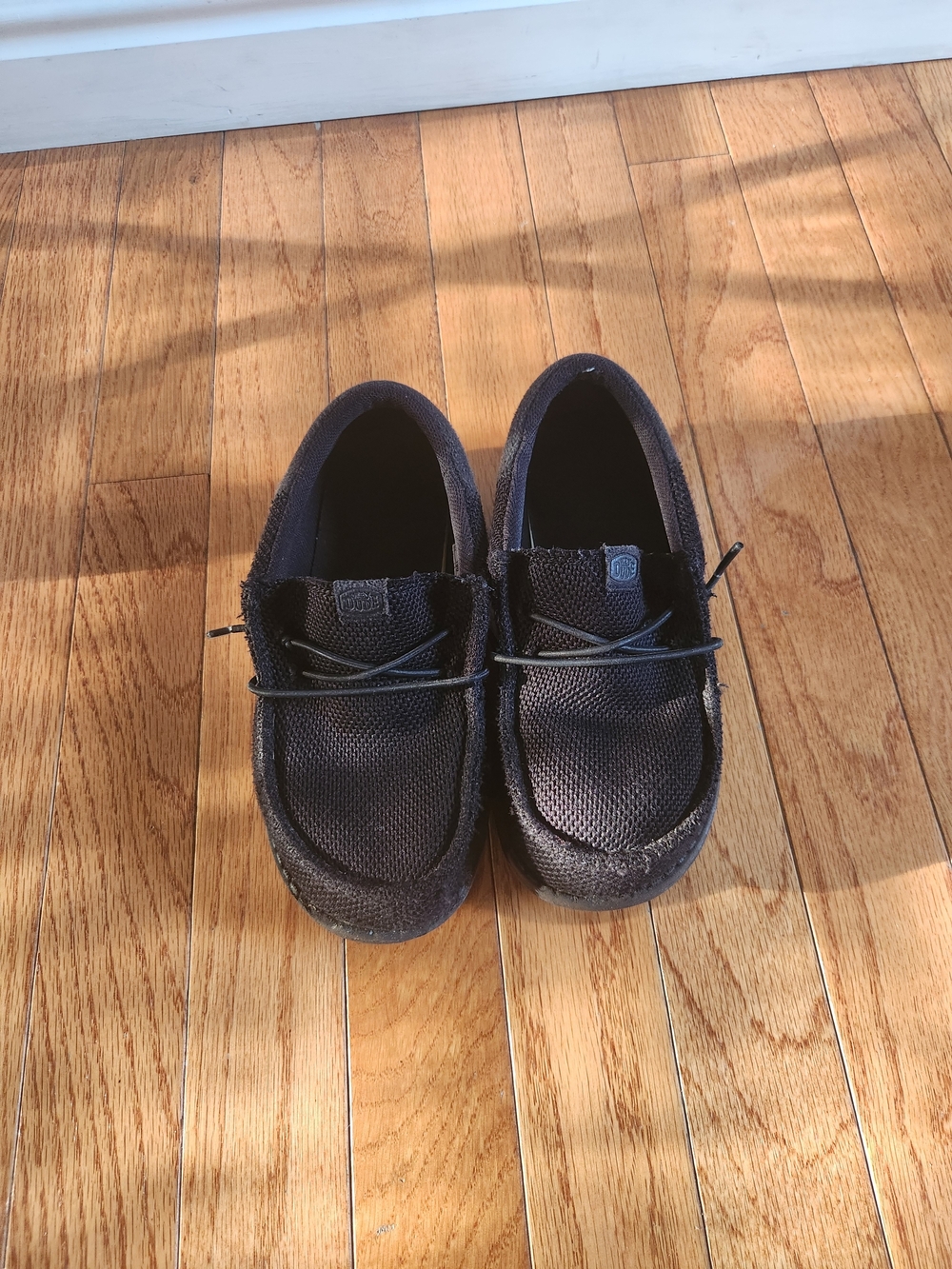 Hey Dude Kids Black Mesh Slip-On Moccasins with Elastic Laces